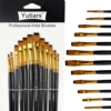 12pcs Flat Paint Brushes Set, Synthetic Nylon Bristles, Professional Artist Brushes for Oil, Acrylic, Watercolor Painting 6