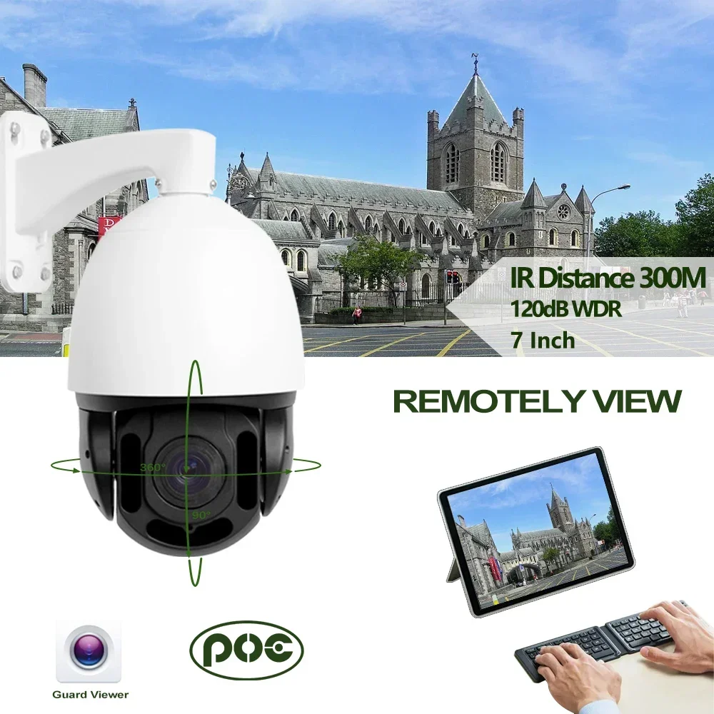 가드툴스 UNV AI IP 카메라 8MP 4K AI 감지 자동 추적 POE PTZ 돔 카메라 회전식 전문 보안 카메라