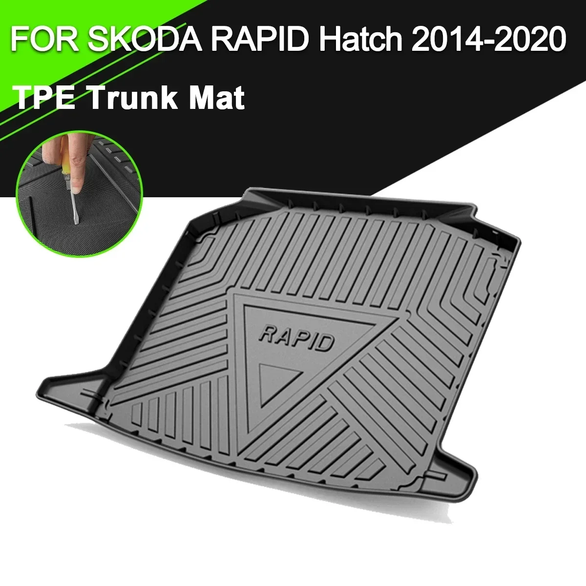 

Car Rear Trunk Cover Mat Rubber TPE Non-Slip Waterproof Cargo Liner Accessories For Skoda Rapid Hatchback 2014-2020