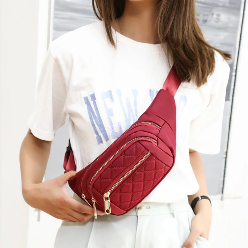 

Plaid Nylon Sling Chest Bag for Women Quilted Retro Trendy Multifunctional Shoulder Crossbody Belt Bag Casual Ladies Handbag