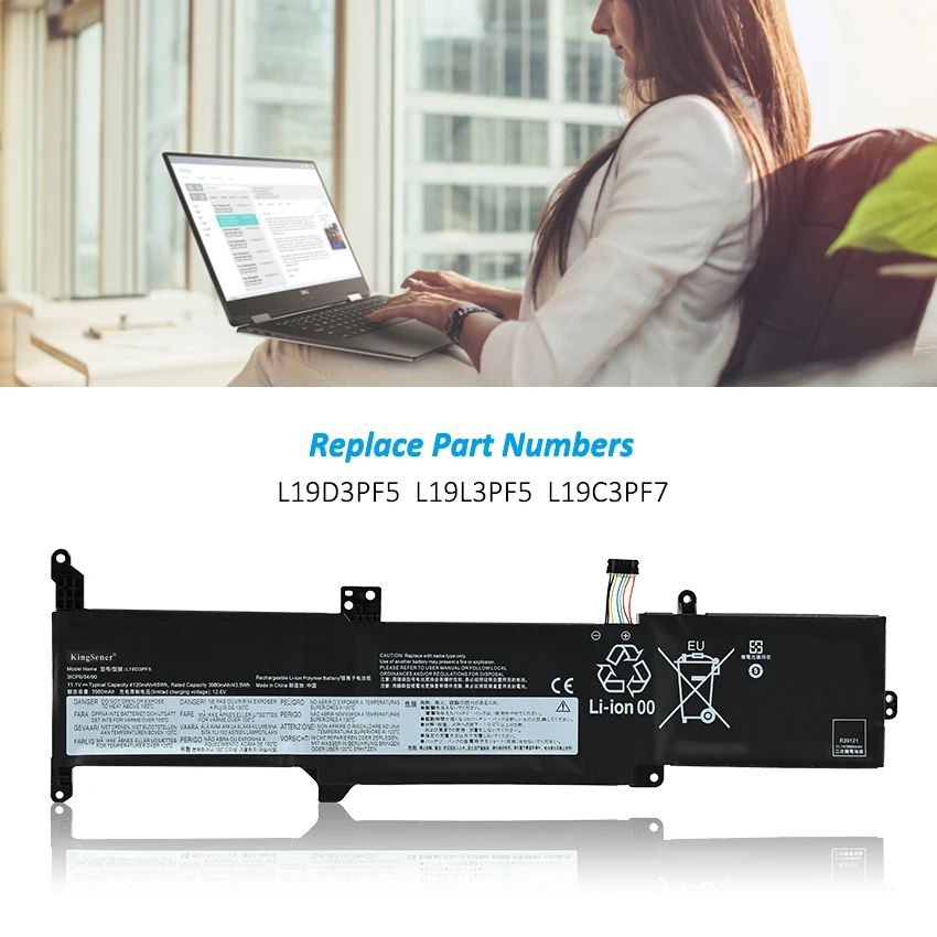 Bateria de Kingsener L19d3pf5 para Lenovo Ideapad 314ada05 3-14are05 3-14iil05 3-14iml05 3-15are05 3-15iil05 3-15iml05 L19c3pf7 - Imagem 6
