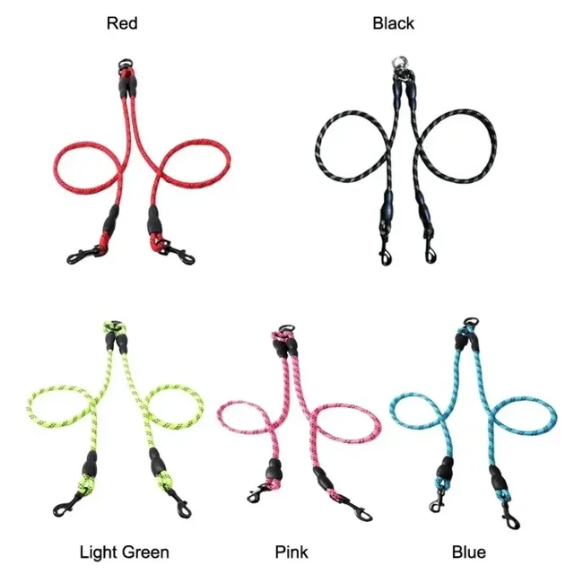 Reflective Double Dog Leash For Two Dogs Nylon puppy Dog Coupler For Walking Training small Medium Large big Two Dogs lead 6