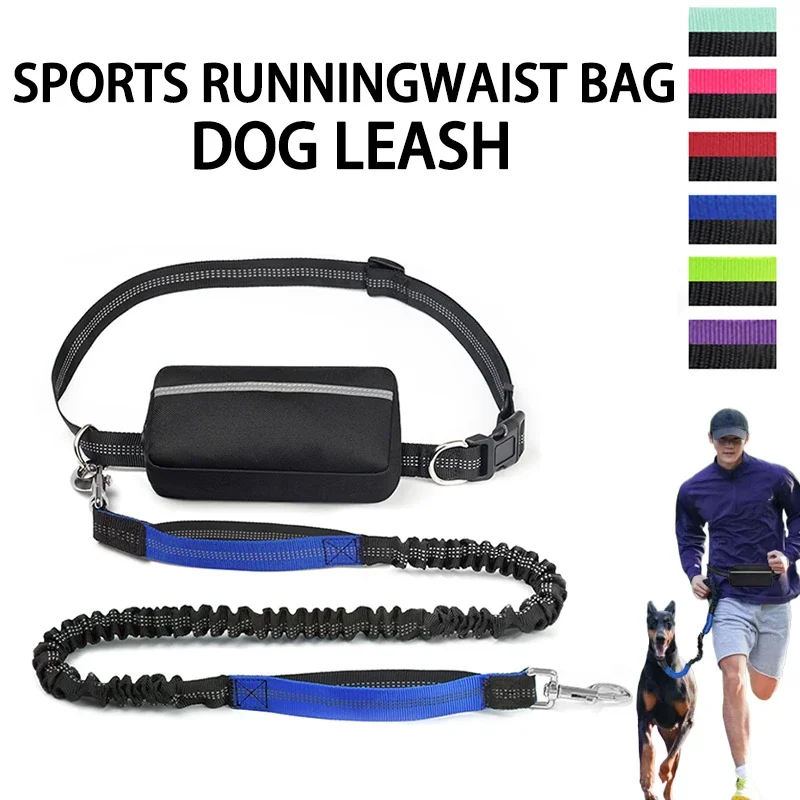 Running Waist Bag And Pet Leash Set, Real Nylon With Reflective Strips Dog Outdoor Training Leash Set dog training bag dog training leash