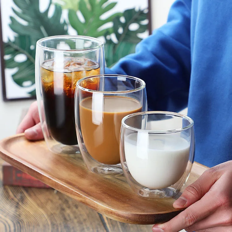 Double Walled Glass Coffee Cups Insulated Clear Glass Mug Tea Mug Espresso  Cups Drink Mug for Coffee Milk Beverage Latte - AliExpress