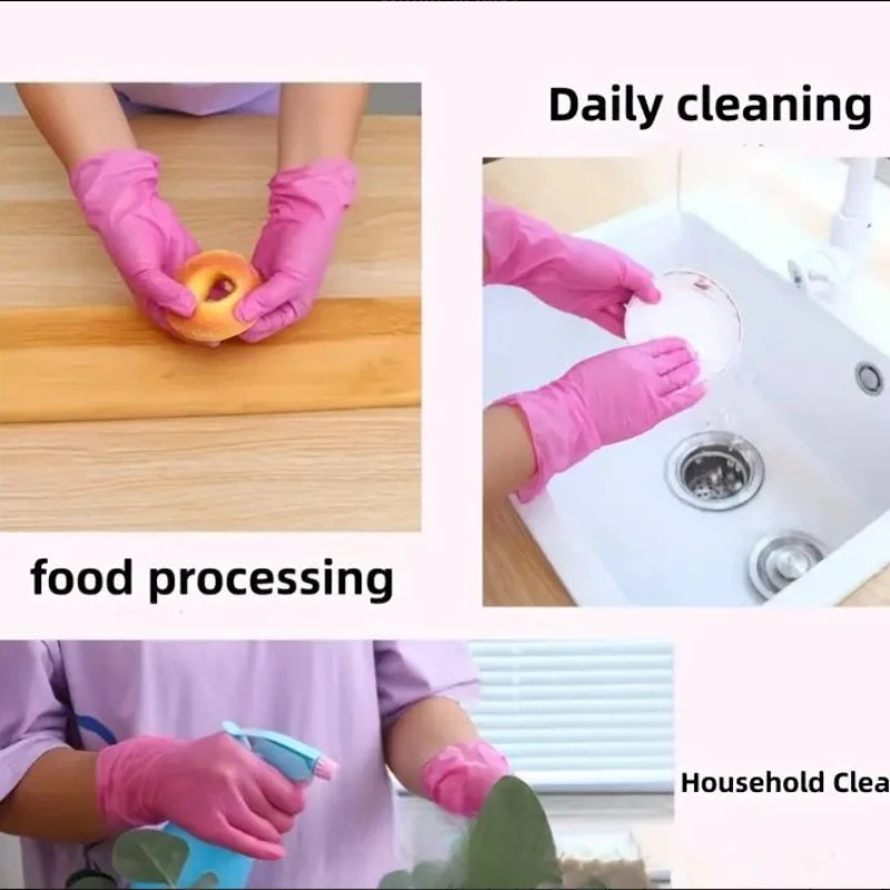 100PCS Disposable Nitrile Gloves for Kitchen Multi-purpose Gloves Powder Free Dishwashing Disposable Waterproof Nitrile