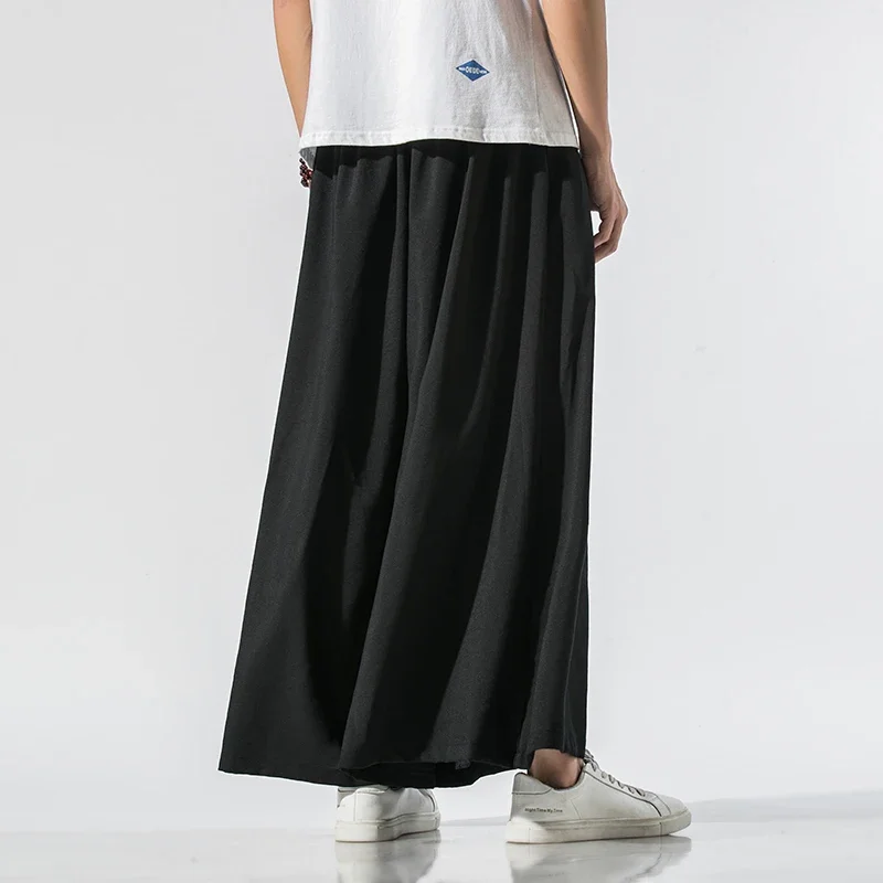 2023 Japanese Kimono Men Wide Leg Pants Joggers Retro Loose Trousers Man Yukata Style Linen Pants Big Crotch Nepal Robe Trousers 6