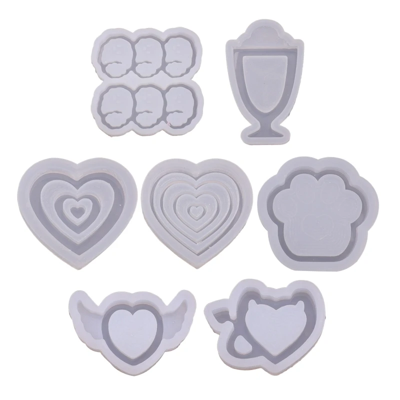 Geometry Heart Wing Cup Resin Casting Silicone Mold Woman Keychain Decorative Pendant Mold for DIY Crafts