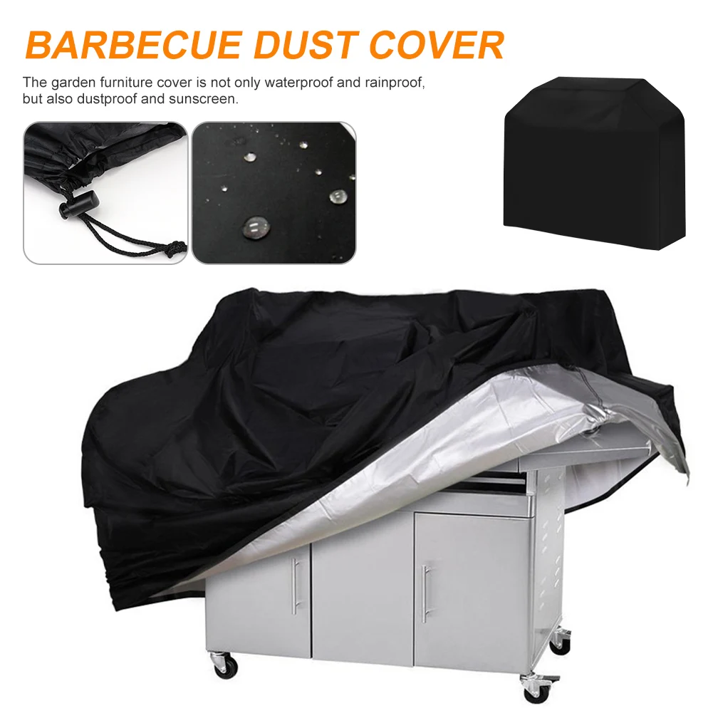

Outdoor Portable 420D Oxford Cloth Barbecue Cover Black Oxford Cloth Furniture Dust Cover Buckle Oven Dust Cover Tool