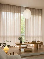Korean Style Thickened Cotton and Linen Half Set Curtains for Bedroom Living Room and Curtains and Polyester 4