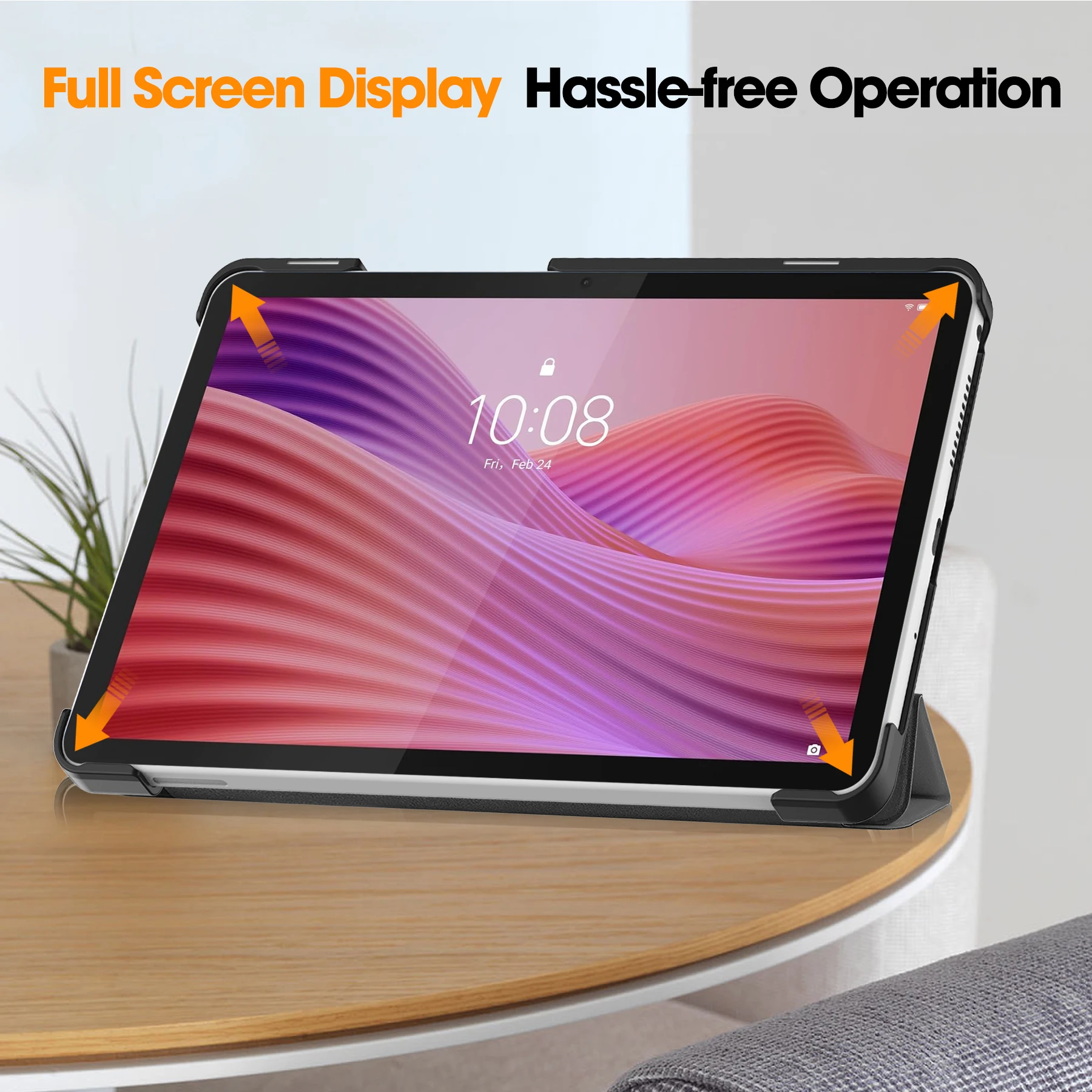 Premium PU Leather Triple Fold Magnetic Cover with Auto Wake Function