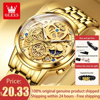 OLEVS Original Brand Luxury Men's watches Fashion High Grade Quartz Watch New Concept Design Stainless Steel Strap Wristwatch