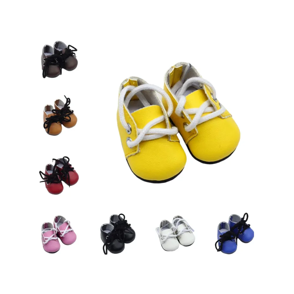 5*2.8CM 10 Colors Fashion Mini Pu Leather Toy Shoes For 14.5 Inch Doll  20cm EXO Doll as For Russian Handmand Doll Accessories