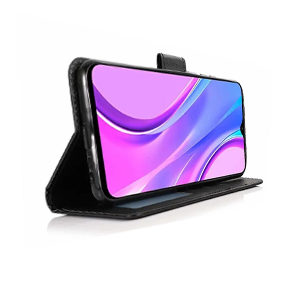 Sleek Leather Wallet Case - Black Flip Pouch with Card Slots