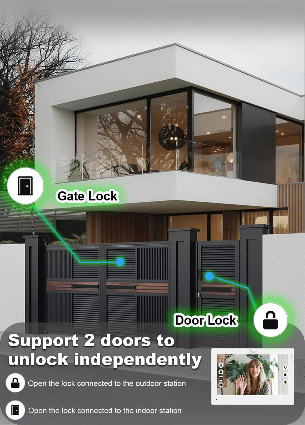 ANJIELO Smart Doorbell Video Intercom System for Home 1080P 7 inch Monitor Video