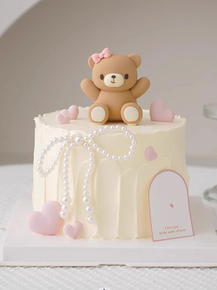 48pcs Rose Cake Topper Set, Happy Birthday Cake Topper, Ours En Peluche Décoration De Gâteau Pour Mariage, Baby Shower Et Fête Anniversaire - 11