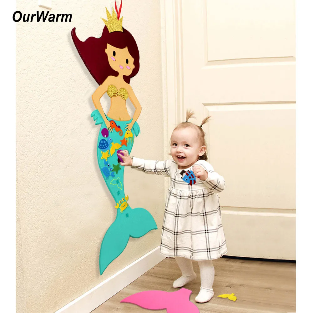

OurWarm Mermaid Themed Birthday Party Supplies Felt DIY Craft Handmade DIY Birthday Gift Toy for Kids Mermaid Party Decorations