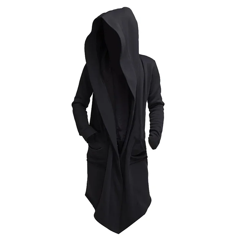 

Unisex Casual Open Stitch Hooded Long Cloak Cape Coat Men Women Solid Pocket Loose Cloak Coat 2021 Men Mantle Hooded Sweatshirts