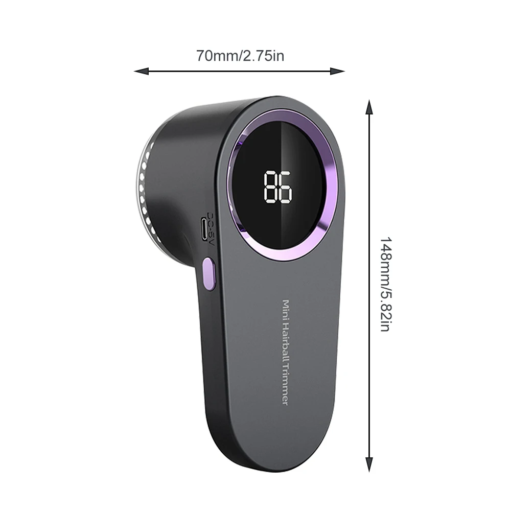Portable Hairball Trimmer LED Display Household Type-C Rechargeable Clothing Pilling Remover With Titanium Plated Thick Mesh 6