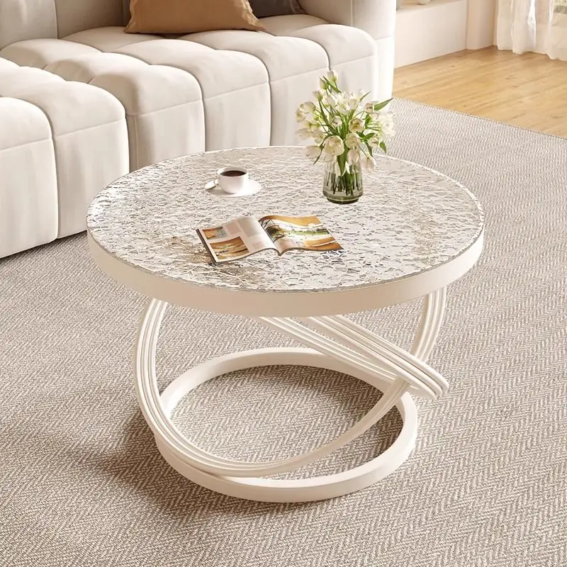 

Cream Wind Light Luxury Tempered Glass Small Coffee Table Simple Modern Creative Small Side Table