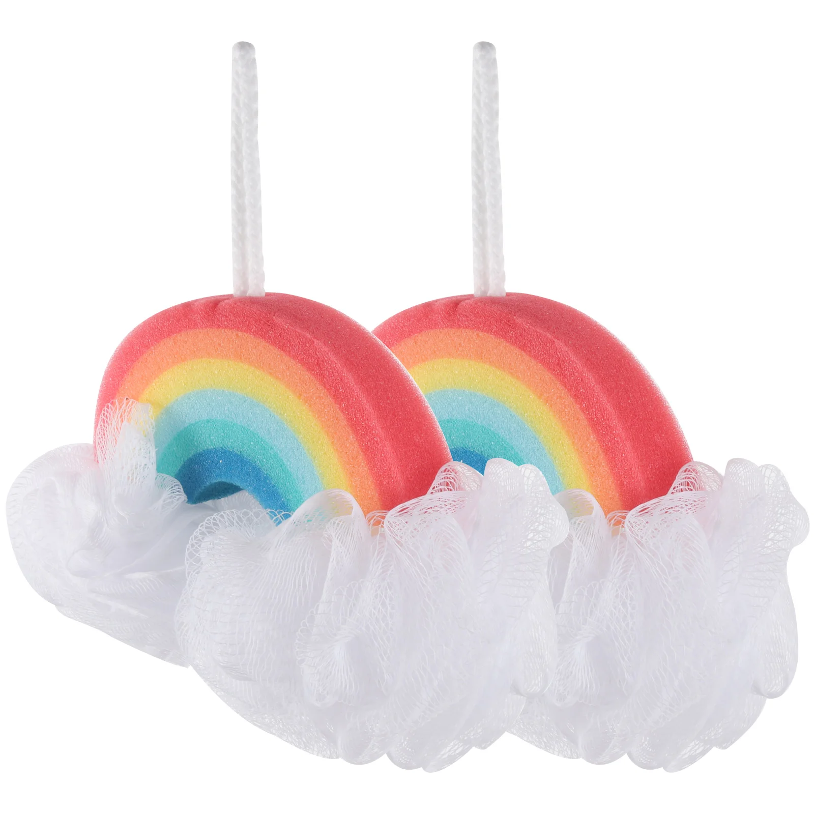 

2 Pcs Rainbow Bath Sponge Exfoliating Shower Baby Tub Cleaning Toys Body Scrubber