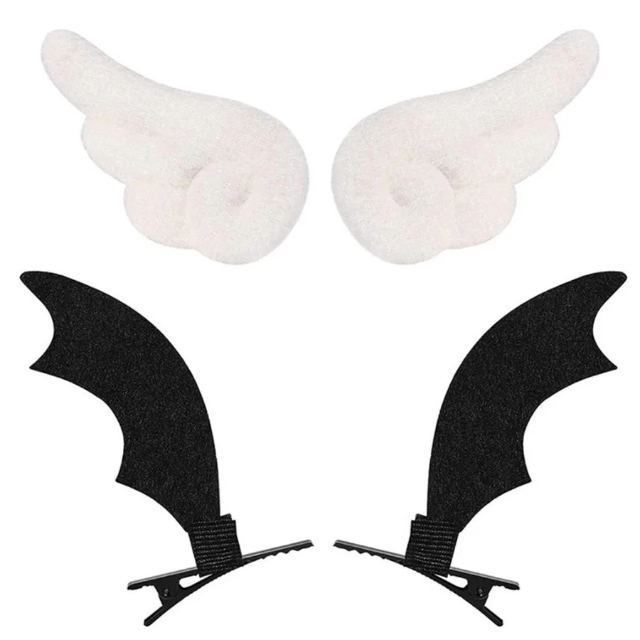 

1Pair Angel Wings Bat Cartoon Lovely Plush Non Slip Bobby Pins Hair Clips Headwear for Girl Halloween Party Hairclips Accessorie