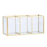 Nordic Transparent Painting Grid Glass Storage Tank Box Luxury Modern Container Makeup Cosmetics Storage Brush Storage Hot Sale 2