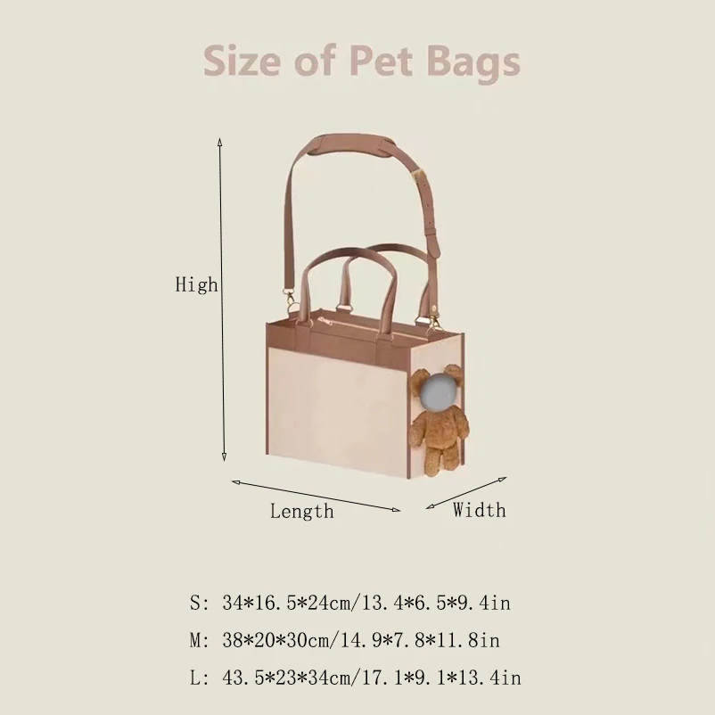 Hot large pet bag creative fashion handbag One shoulder oblique straddle Tote cat bag Brown bear pet supplies