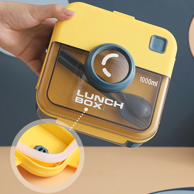 Japán Egyrétegű Ebéddoboz Kanálvillával Téglalap Alakú Élelmiszer-Tároló Doboz Kültéri Kemping Piknik Hordozható 1L/1.1L Tb Eladáshoz