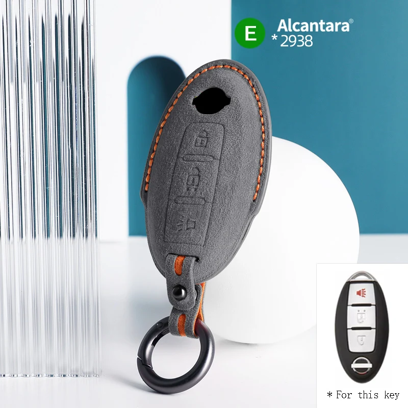 

Alcantara Car Key Case Cover Holder Key Shell Buckle For Nissan Qashqai Juke Note Almera Teana Tiida3 Buttons Keychain
