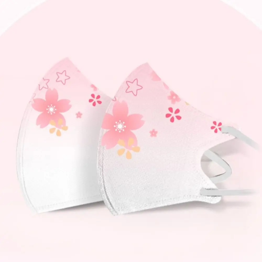 10pcs Adult Gradient Print Color Face Mask Women Female Protective Disposable Face Cover 3layer Anti-dust Mask 3D Design