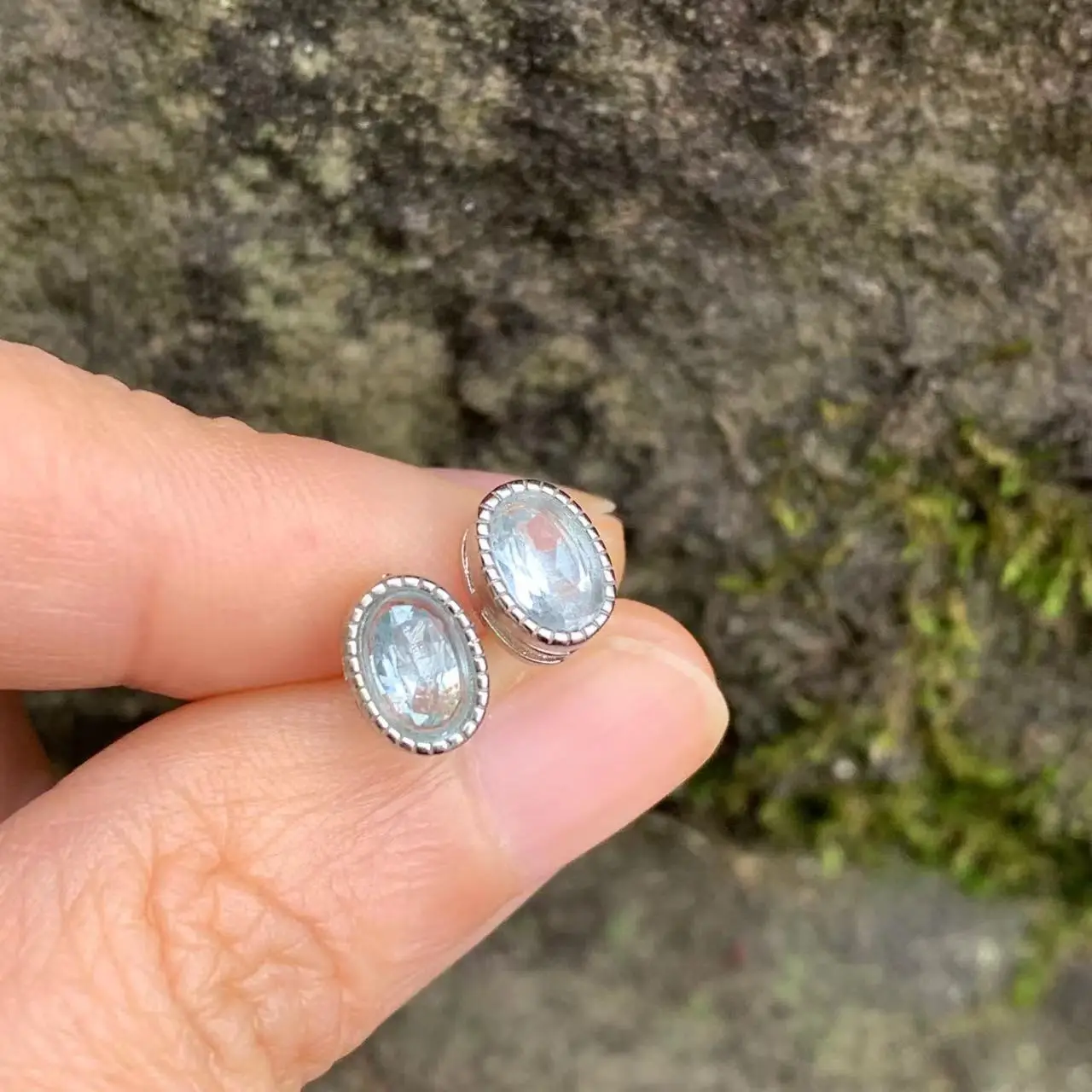 5*3MM Natural Blue Topaz Stud Earrings For Women Real 925 Sterling Silver Vintage Femme Gift Prevent Allergy Fine Jewelry Stone