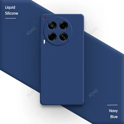 Elegant Liquid Silicone Gel Shockproof Phone Case - Luxury Classic Design for Tecno Camon 30 (4G) (Navy Blue)