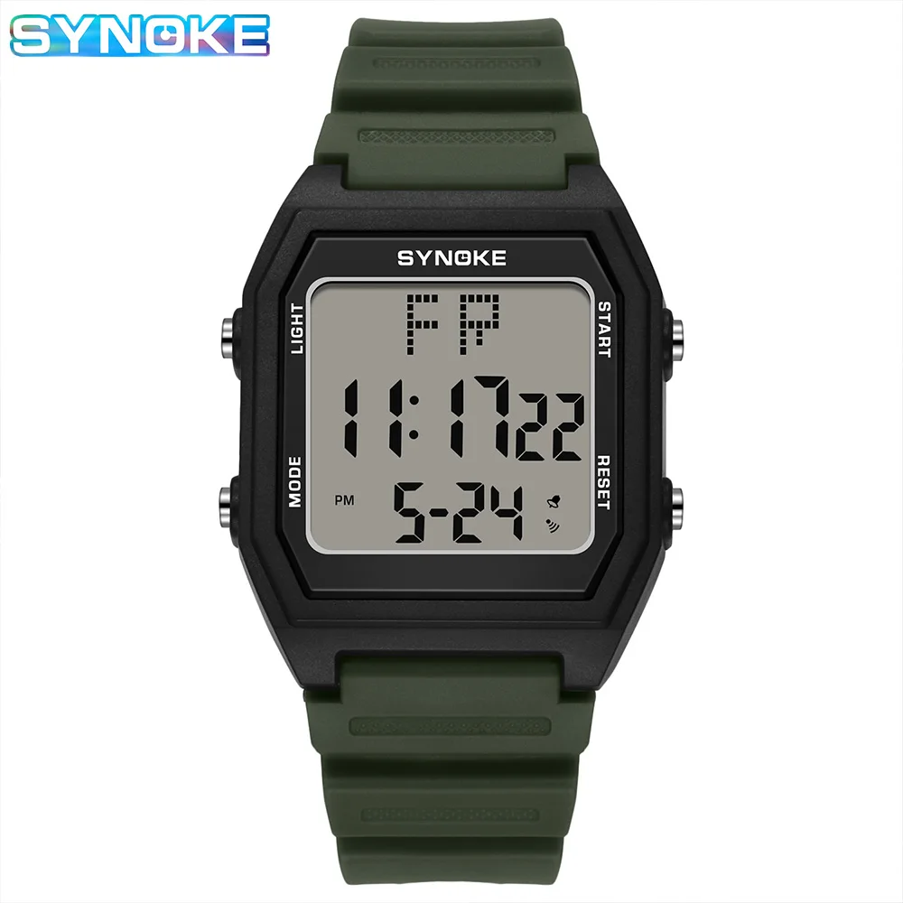 SYNOKE Digital Watches Men Military Sports Luminous Chronograph Waterproof Male Electronic Wrist Watches Square Watch 6