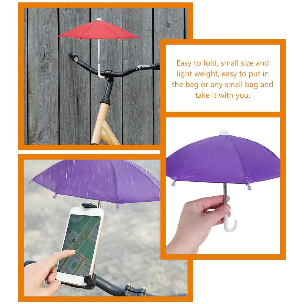 2 Pcs Cycling Phone Umbrella Riding Small outside Sun Shade Lightweight Waterproof Mini Toy DIY Art Craft