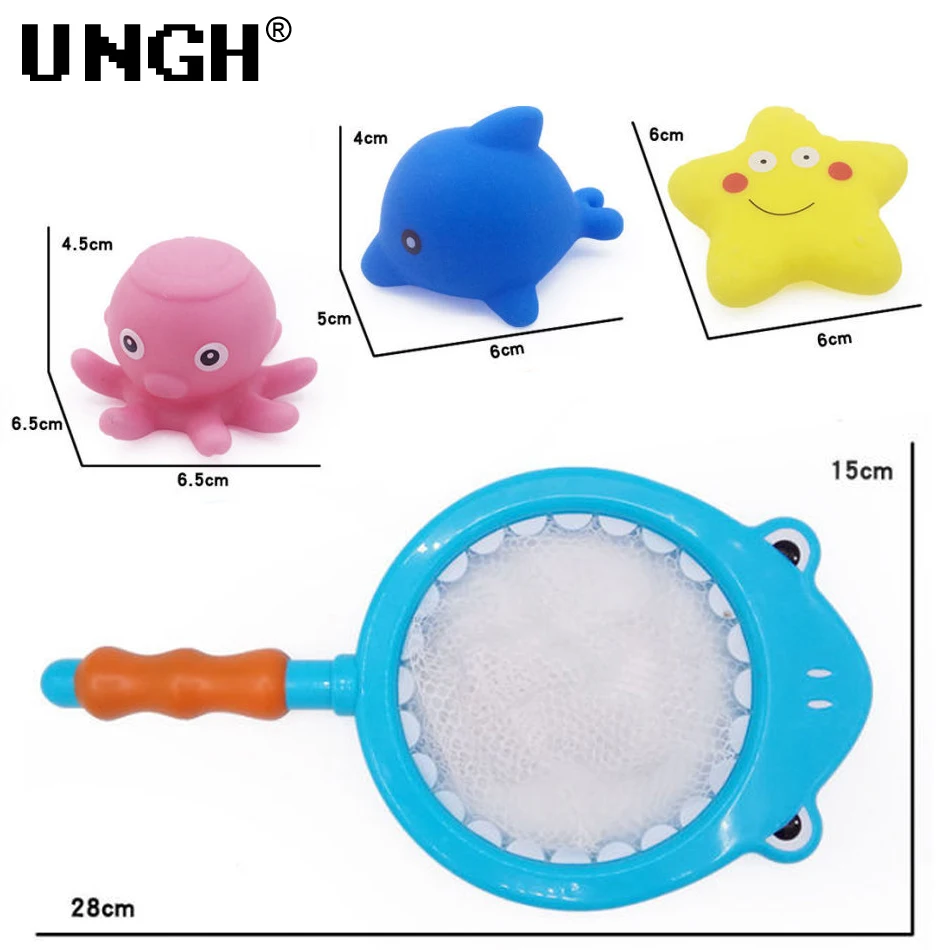 UNGH Baby Bath Toys for Kids Bathtub Shark Cat Toy Set,Kids Floating Bath Toys with Fishing Net, Bathroom Toddler Water Toys 3