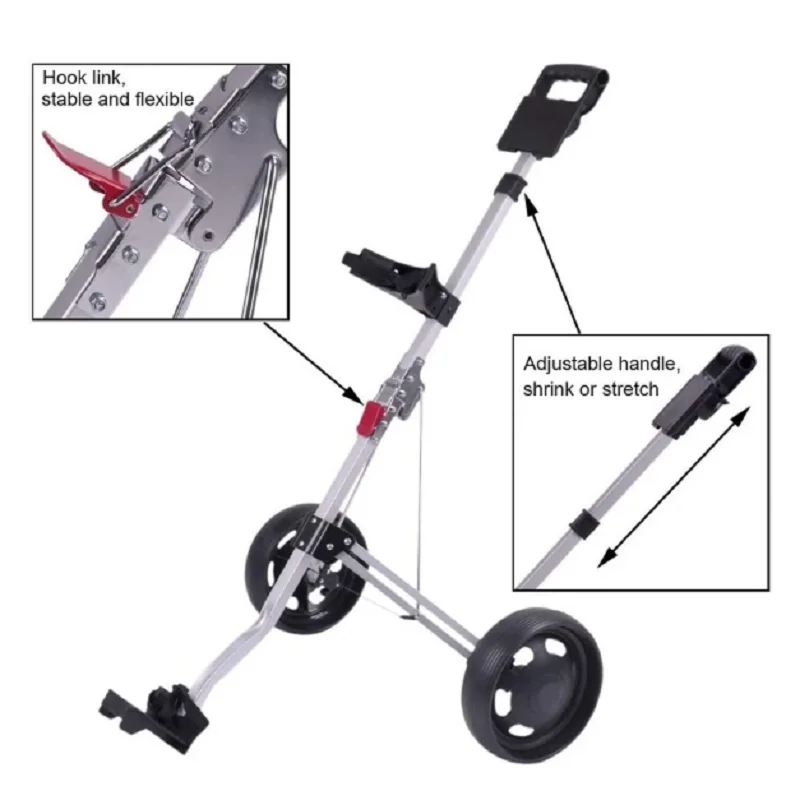 2 Wheel Foldable Golf Push Cart Collapsible Golf Trolley Push Pull Cart(59" x 28" x 40") Hand Cart 2 Wheel Kids c