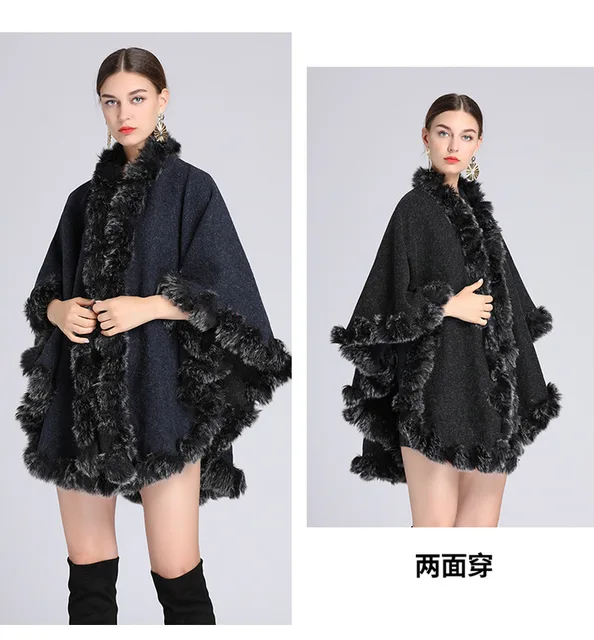 New Arrival long Soft Shawl Warm Chic Curve Faux Fur Wrap Stole for Women  Party Outerwear Cape Rouge Girl Capas y ponchos - AliExpress