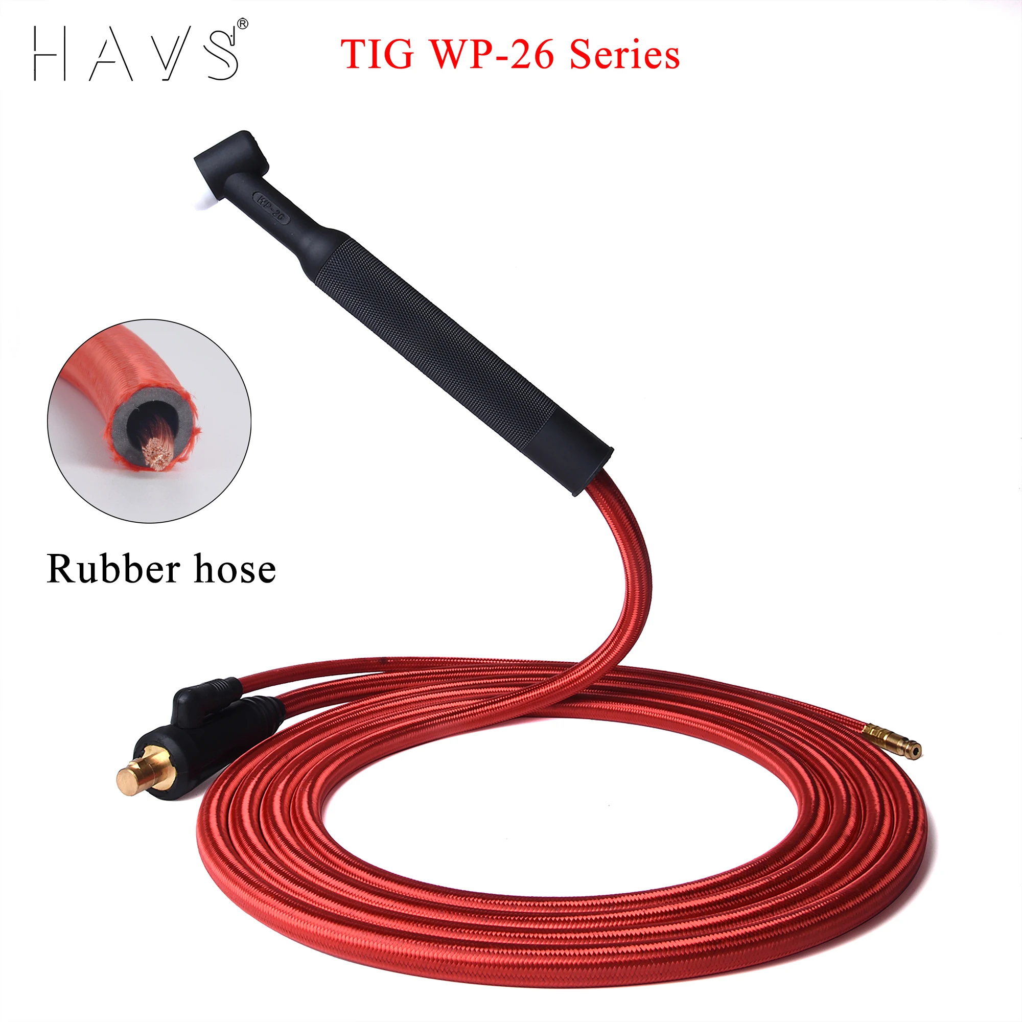 WP26 Quick Connect TIG Welding Torch Gas-Electric Integrated Rubber Hose Cable Wires 35-50 Euro Connector 4M/6M 13.12FT