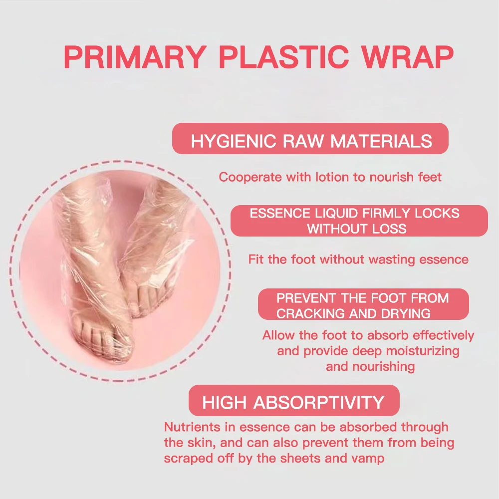 100Pcs Transprent Disposable Hand Foot Bags Detox SPA Covers Pedicure Prevent Infection Remove Chapped Feet Gloves Hand Care