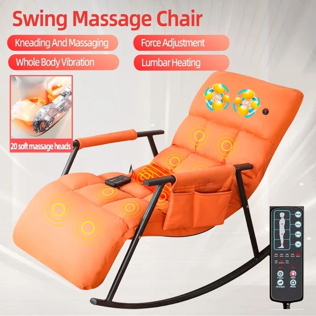 DAMEIDA Upholstered Recliner Shoulder Neck Kneading Massage Full Body Vibration Heating Comfortable Swaying Massage Chair