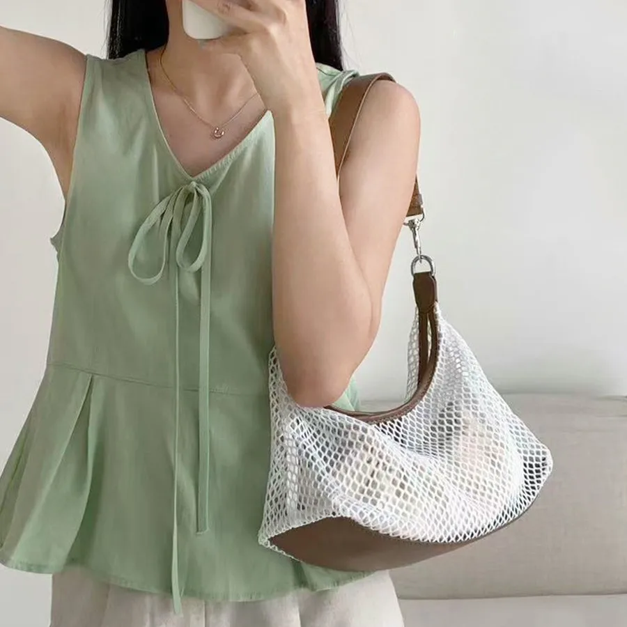 Hollow Mesh Underarm Bag Creative Design Small Square Handbag Fashionable And Simple Beach Bag Multifunctional Composite Bag