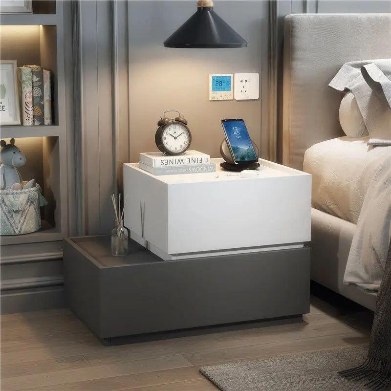 

Storage Modern Floor Bedside Cabinet Nordic Small Unit Bedroom Locker Simple Creative Bedside Table Luxury Wooden Organizer