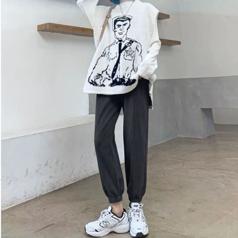 2023 Spring and Autumn Seasons Fashion Casual Loose Binding Feet Drop Solid Color Versatile Thin Women's High Waist Guard Pants