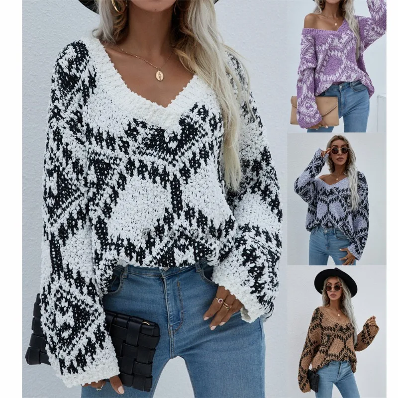 

Autumn and Winter New Fashion Loose Fit Large Knitted Women's Pullover Sweater for Women