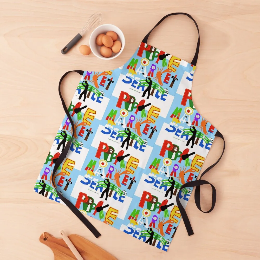 Pike Place Market Seattle Apron Children'S Barber Kitchen Things And For Home Apron