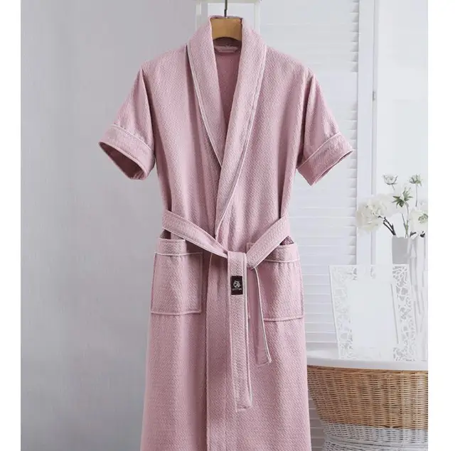 Nouvelles Robes de Chambre en Gaze de Coton Pur pour Couples Été – Peignoirs Fins à Manches Courtes, Robes de Nuit, Tenues d'Intérieur, Couleur Unie, Peignoirs d'Hôtel