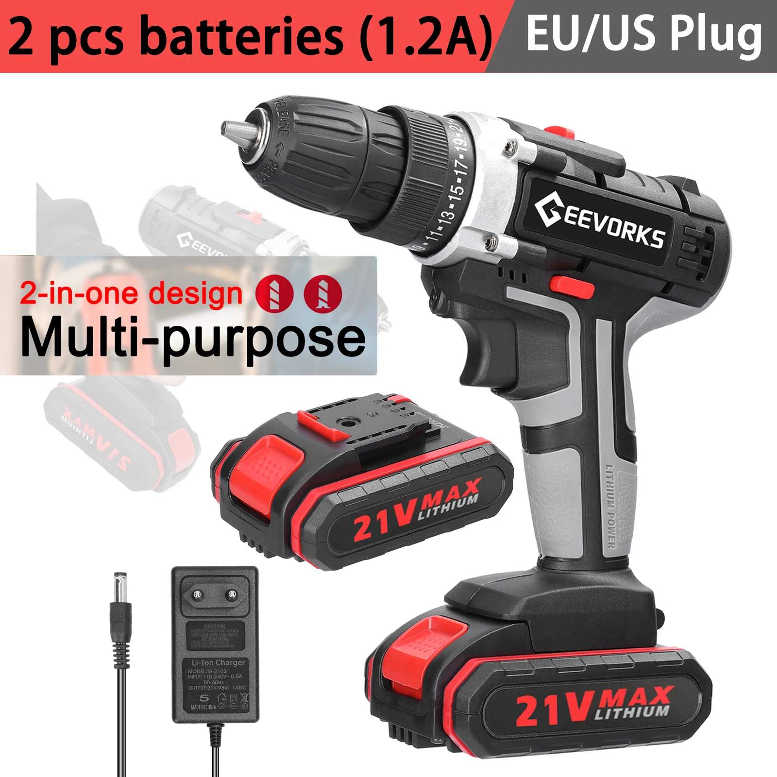 WORKPRO Trapano a Batteria 8V, Trapano Elettrico con Mandrino da 10 mm, Cacciavi