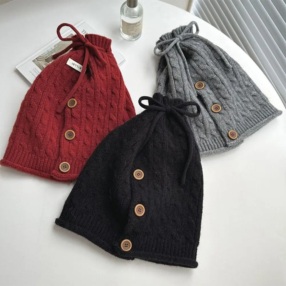 

Multifunction High Collar Shawl Warm Twist Drawstring Hat Clothes Decoration Accessories High Collar Knitted Shawl Winter