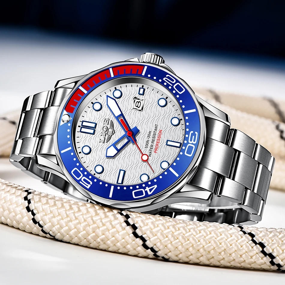 2022 LIGE New Business Mens Watches Top Brand Luxury Dive Watch For Men Waterproof Date Clock Sport Watch Relogio Masculino+Box