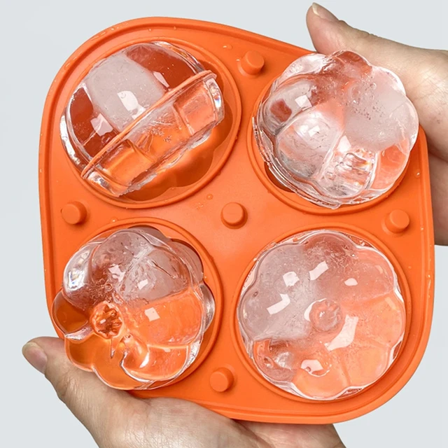 Pumpkin Shaped Ice Cube Tray With Built In Small Ice Trays for Mini Fridge